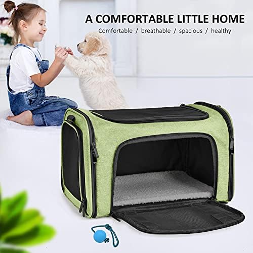 Large Cat Carriers Dog Carrier Pet Carrier for Large Cats Dogs Puppies up to 25Lbs, Big Dog Carrier Soft Sided, Collapsible Travel Puppy Carrier - Large - Green