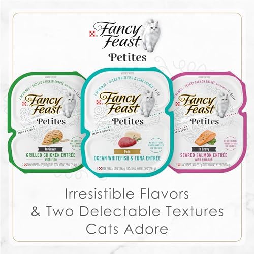 Purina Fancy Feast Gourmet Pate Wet Cat Food, Petites Ocean Whitefish & Tuna Entree - (Pack of 12) 2.8 oz. Tubs