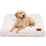 Dog Bed Crate Pad - Rosette Pattern White Velvet Pet Bed Anti-Slip Comfy Kennel Pad for Crates Rosette White M