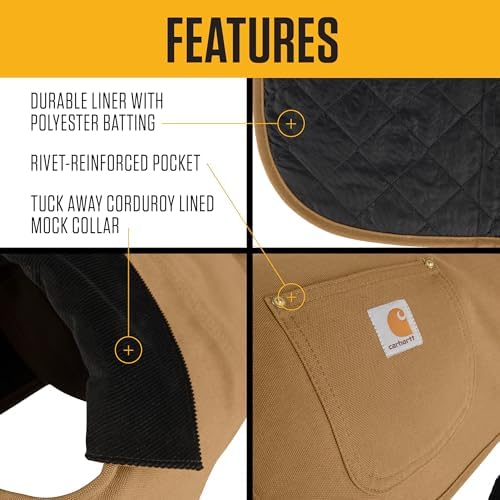 Carhartt Firm Duck Insulated Dog Chore Coat, Durable Weather Resistant Jacket for Cold and Windy Conditions, PFAS Free (Carhartt Brown), X-Large