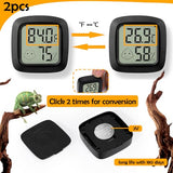 2 PCS Reptile Thermometer and Humidity Gauge for Bearded Dragon with On-Off, Reptile Tank Accessories for Jumping Spider, Leopard Gecko, Hermit Crab, Gecko, Ball Python, Lizard