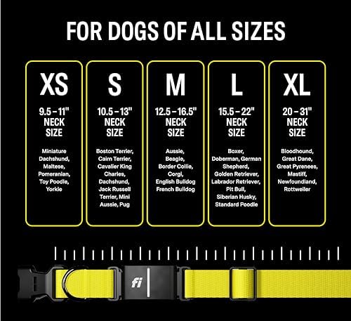 Fi Series 3 Smart Dog Collar - GPS Dog Tracker and Activity & Fitness Monitor, Waterproof, LED Light, Escape Alerts, Nationwide Coverage [Free 6 Month Membership] (Yellow, X-Small)
