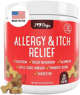 iHeartDogs Allergy & Itch Relief for Dogs with Salmon Oil, Quercetin, Colostrum, Antioxidants and Probiotics - 90 Count