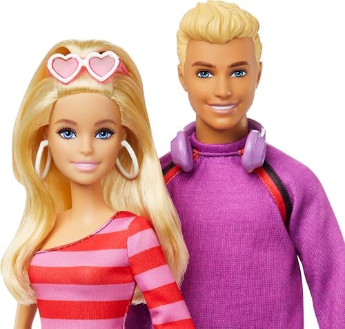 Barbie Fashionistas Set with 2 Fashion Dolls & 6 Accessories, Roller-Skating Ken, 65th Anniversary Collectible