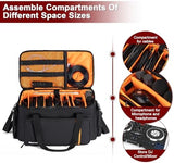 DJ Gig Bag with 8 Detachable Dividers, DJ Cables Bag with 15.6'' Laptop Sleeve, Large Capacity Travel Musicians Gig Bag for DJ Gear, Music Equipment&Accessories, Black