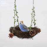 Barn Eleven Natural Rattan Nest Small Medium Large Bird Swing for Parrot Parakeet Cockatiel Conure Cockatoo Macaw Amazon African Grey Lovebird Finch Canary Budgie Cage Perch Toy (Large)