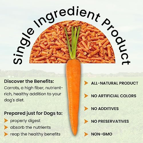 Olewo Original Carrots for Dogs – Fiber for Perfect Poop, Dog Food Toppers for Picky Eaters, Natural Skin & Coat Support, Multivitamin, Probiotics for Digestive and Gut Health, 5.5 lbs