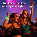 18 Pcs Light Up Mermaid Scrunchies, LED Hair Scrunchy for Girl & Women, Multi Light Modes, Glow in the Dark Accessories for Rave Neon Slumber Party