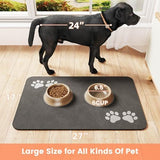 Pet Feeding Mat-Absorbent Pet Placemat for Food and Water Bowl, Dog Food Mat with Waterproof Rubber Backing, No Stains Quick Dry Water Dispenser Mat for Dog and Cat, Blue-17"x27"