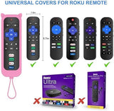 Remote for Roku TV & Cover for Hisense Roku Remote, 2-Pack Remotes Replacement Cover Compatible with Hisense Roku TV Remote, Replacement for Hisense Roku TV Remote (Pink)