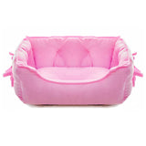 pawstrip Cute Princess Dog Bed Pink Puppy Bed for Small Dogs Breathable Cat Couch Bowknot Pet Cushion Comfortable Kitten Nest Girl Doggy Sofa, Waterproof Bottom (Pink)