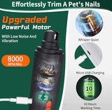 2-in-1 Dog Nail Grinder & Dog Nail Clippers Trimmers for Large Medium Small Dogs Cats Pets Claw Trimmer Quick Sensor and Safety Guard USB Rechargeable with 2 LED Lights (Black)