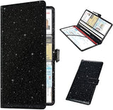 RSAquar unisex Car Registration and Insurance Holder, Vehicle Glove Box Organizer Cool Car Accessories, Car Document Holder for Cards, Driver License and Essential Document, Black Glitter
