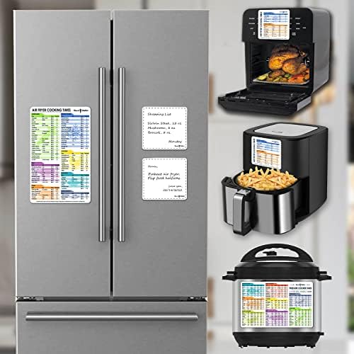 Air Fryer Magnetic Cheat Sheet Set & Instant Pot Magnet Set (2 Sets of 6 Pcs), Cooking Times Chart Magnet Sets for Instant Pot & Air Fryer Accessories (White).