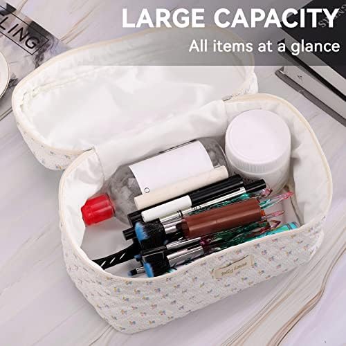 Makeup Bag Cosmetic Bag for Women,Cotton Large Travel Makeup Organizer Bag,Toiletry Bag for Women for Toiletries Accessories Brushes