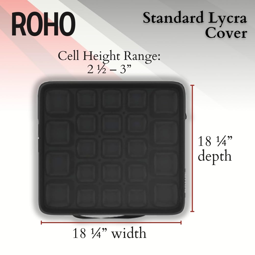 ROHO MOSAIC Cushion, Standard, Inflatable Seat Cushion for Office Chair, Wheelchair, Cars, Home Living, & Back Pain Support, Adjustable Cushion with Stretchable Cover & Non-Skid Bottom, 18" x 18"