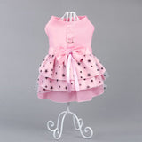 Hdwk&Hped 2-pck Small Dog Dress with Leash Ring, Pentagram Bow Multi-Layer Princess Dog Dress Puppy Cat Walking Dress Pink Green #4