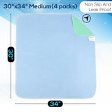 SIMPLI-MAGIC Washable Underpads, 30"x34" (Pack of 4) - Heavy Absorbency Reusable Bedwetting Incontinence Pads for Kids,Adults,Elderly,andPets - Waterproof Protective Pad for Bed,Couch,Sofa,Floor