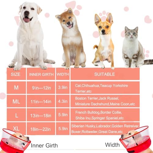 Inflatable Dog Cone Collar for Large Medium Small Dogs, Soft Dog Donut Collar Adjustable Recovery Cone for Pets After Surgery, Extra Enhanced Anti-Licking Guard Shield for Pets (Large, Strawberry)