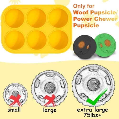 BABORUI 6 Cavities Dog Treat Molds for Woof Pupsicle & Power Chewer Pupsicle XLarge 75lbs Up, Reusable Frozen Dog Treat Molds Silicone for Making Ice Popsicle Snacks (XL)