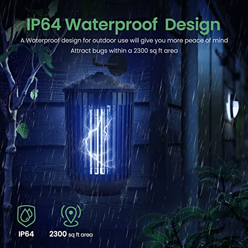 Bug Zapper Outdoor, Electric Mosquito Zapper Indoor, Fly Trap, Fly Zapper, Mosquito Killer, 20W UV Bulb Lamp, Waterproof Insect Repellent Catcher for Camping, Garden, Patio, Home, Kitchen, Backyard