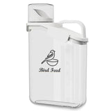 Ctomche Bird Seed Storage Container,2.8L Airtight Bird Food Container with Handle and Measuring Cup,Portable Pet Food Container for Wild Bird Sunflower Seed-BPA Free Transparent/White