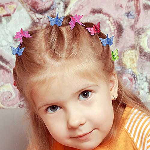 EAONE Sparkly Mini Butterfly Clips, Glitter Colorful Mini Hair Claw Clip for Girls and Women, 90s Y2K Cute Hair Styling Accessories, More than 10 Asscorted Colors, Set of 50