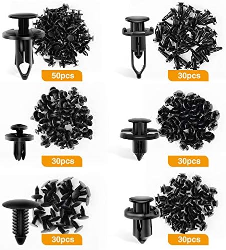 GOOACC Universal Plastic Fender Clips,200 Pcs Push Bumper Fastener Rivet Clips with 6 Size Auto Body Retainer Clips Bumpers,Car Fender Replacement for GM, Ford & Ch