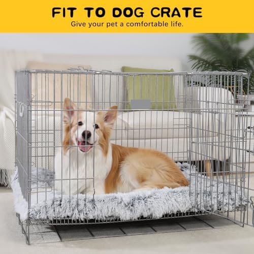 XL Dog Bed Crate Pad Mat for Cages Washable Bed for Extra Large Size Dog Soft Kennel Pad Anti-Slip Pet Bed,42" x 27",Grey