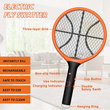 LUOJIBIE Electric Fly Swatter, Bug Zapper Racket Rechargeable Mosquito Zapper Handheld Fly Zapper with Hanging Ring for Home Indoor Outdoor, Large Size-2 Pack