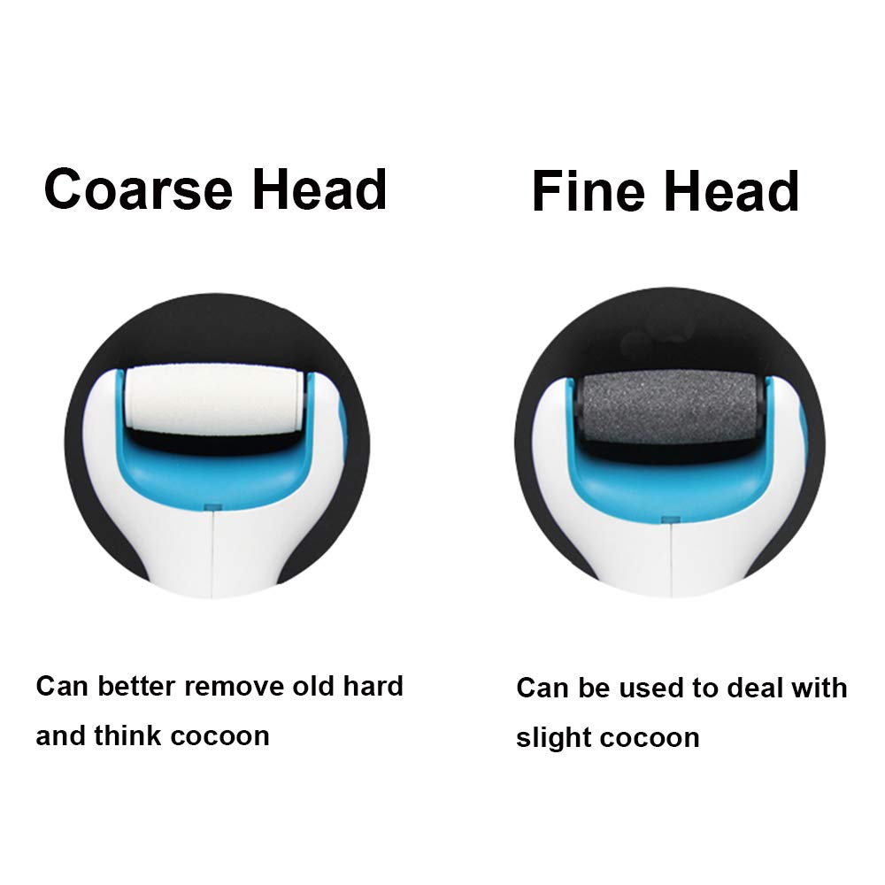 Foot Scrubber Electric Callus Remover Rechargeable Foot File Hard Skin Remover Pedicure Tools Electronic Callus kit for Cracked Heels and Dead Skin with 2 Roller Heads, Blue