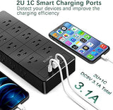 Power Strip 23 in 1, 20 Outlets Surge Protector Wall Mount with 2 USB+1 USB C Ports, Multi Plug Extension Cord 6ft Heavy Duty, Accessories for Gaming, Studio, Home, Office, Desk Organizers