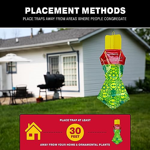 Catchmaster Japanese Beetle Traps Outdoor 6PK, Flying Insect Trap Bag with Dual Pheromone Food Lure, Hanging Bug Catcher for Backyard & Garden, Pest Control for Plants, Trees, Vegetables & Flowers