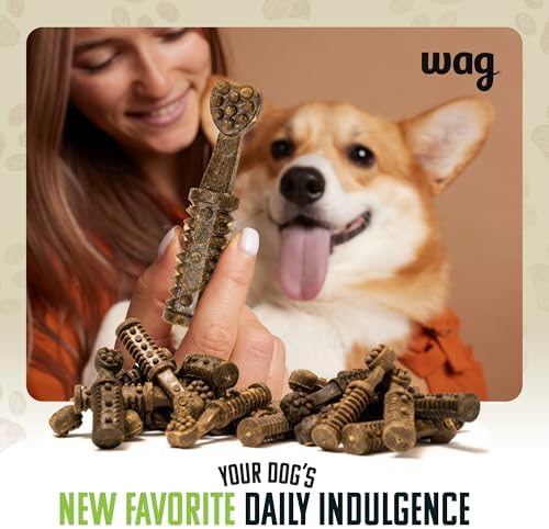 Amazon Brand - Wag Dental Dog Treats to Help Clean Teeth & Freshen Breath - Small, Unflavored, 2.25 pounds, 60 Count (Pack of 1)