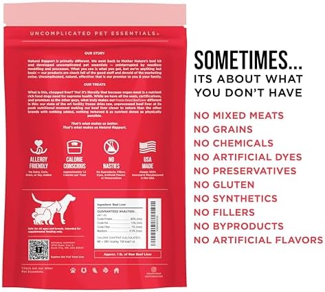 Natural Rapport Beef Liver Dog Treats - The Only Freeze Dried Beef Liver Dogs Need - Grain-Free Beef Bites, Dog Treats for Small and Large Dogs (4 oz.)