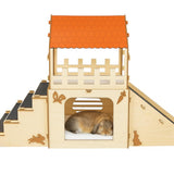 OtterPets Extra Large Bunny Hideout, Cozy Rabbit Castle with Fleece Mats, Wooden Rabbit Hideout, Bunny House Indoor Indoor, Chinchilla, Guinea Pig House (Pet Safe Wood Joints)