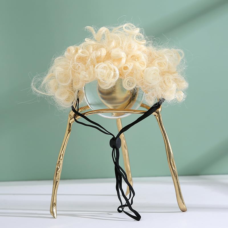 Spa Day Dog Costume Cosplay Wig, Curly Hair Pet Cat Wigs for Halloween Parties Dog Hats Wigs for Small Medium and Large Dogs Adjustable(Pet Head Circumference 6-27 inches)
