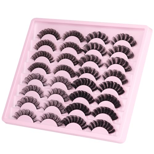 Russian Strip Lashes D Curl False Eyelashes Wispy 4 Styles Fake Eyelashes Natural Russian Eyelashes Fluffy Mink Lashes that Look Like Extensions 16 Pairs ALICROWN