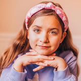 FROG SAC Heart Headband for Girls - Knotted Valentines Day Head Bands for Kids, Top Knot Vday Hair Band for Children, Sparkly Pink Sequin Hair Accessories for Toddlers, Little Girl Fashion Hairband