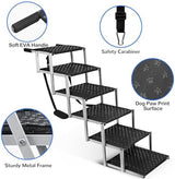 Niubya Portable Folding Dog Stairs for Cars, SUVs, Trucks - Lightweight Pet Ramp for Large Dogs with Non-Slip Surface - Reinforced Steps Support Up to 200 lb - 6 Steps