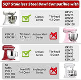 Stainless Steel Mixer Bowl 5QT Compatible with KITCHENAID TILT-HEAD STAND MIXERS 4.5-5 Quart, 5 Quart mixing bowl replacement