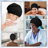 4 Pcs Satin Lined Sleep Bonnet Silk Sleep Cap Slouchy Beanie Hat Night Sleeping Head Wrap for Women Men Curly Hair(Black)