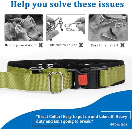 Mayerzon No Pull Dog Collar, Patented Martingale Collar for Small Medium Large Dogs with Buckle and Heavy Duty Nylon for Walking Training Hunting, Safe and Easy to Use(XL, Green)
