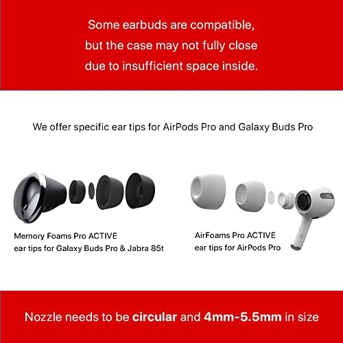 AirFoams Pro Universal Memory Foam Ear Tips with Silicone Shield Patented for Sony WF-1000XM5, WF-1000XM4, Powerbeats Pro 2, Beat Fit Pro, Beats Studio Buds Plus, Beats Flex. Replacement. (SML)