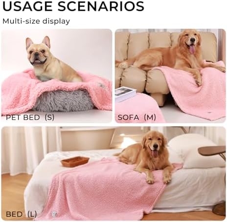 Luciphia Premium Fleece Pet Blanket for Small Medium Dogs Puppy Soft Sherpa Calming Cat Throw Blankets(Pink,57x40 inches)
