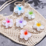 Flower Hair Clips 6 PCS Hawaiian Claw Clips for Vacation Hibiscus Hair Claw Clips Cute Large Hair Clips for Thick and Thin Hair Plumeria Hair Accessories for Women Girls -White Colorful