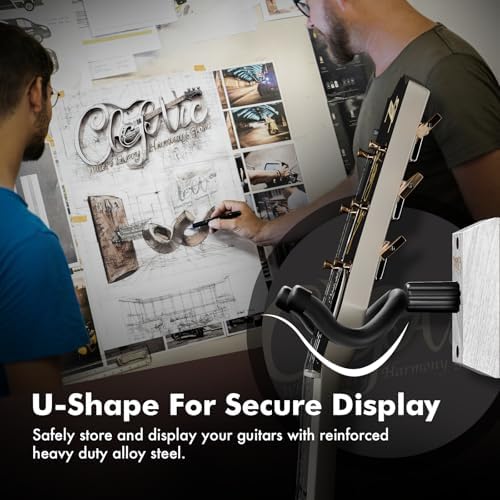 2 Pack Guitar Wall Mount, White Hardwood Guitar Wall Hangers, Guitar Picks, Pick Holder, Guitar Accessories, U-Shape Hardwood Guitar Hanger, Gifts for Guitarists, with 6 Assorted Guitar Picks