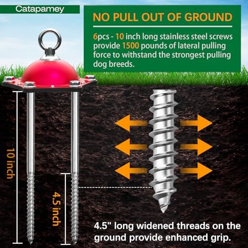 Dog Tie Out Stake(no Cable), for Large Dogs up to 200 lbs 360°Swivel Dog Run Anchors-Runner for Yard Camping,Best for in Cable, Leash, Lead or Tether