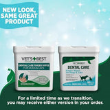 Vet's Best Dental Care Finger Wipes for Dogs, Plaque & Tartar Remover For Teeth, Dog Dental Care Freshens Breath, Teeth Cleaning Finger Wipes for Dogs & Cats, Dog Wipes, Pet Wipes For Cats, 50 Count