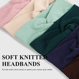Huachi Turban Headbands for Women's Hair Wide Head Wraps Knotted Elastic Teen Girls Yoga Workout Solid Color Hair Accessories, 6 Pack